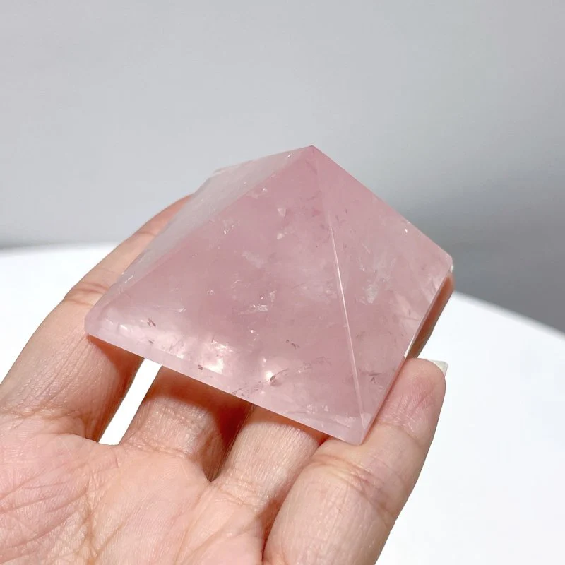 4.5cm(1.7in) Rose Quartz Pyramid Carving Wholesale - Image 3