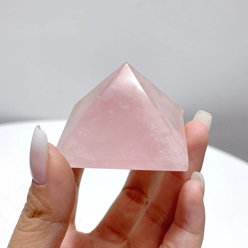 4.5cm(1.7in) Rose Quartz Pyramid Carving Wholesale - Image 4
