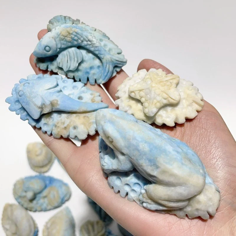 31 Pieces Blue Dumortierite Sea Animal Carving - Image 8