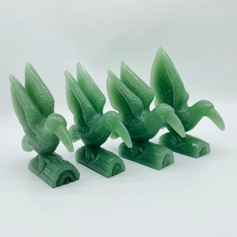 4 Pieces Green Aventurine Bird Carving - Image 3