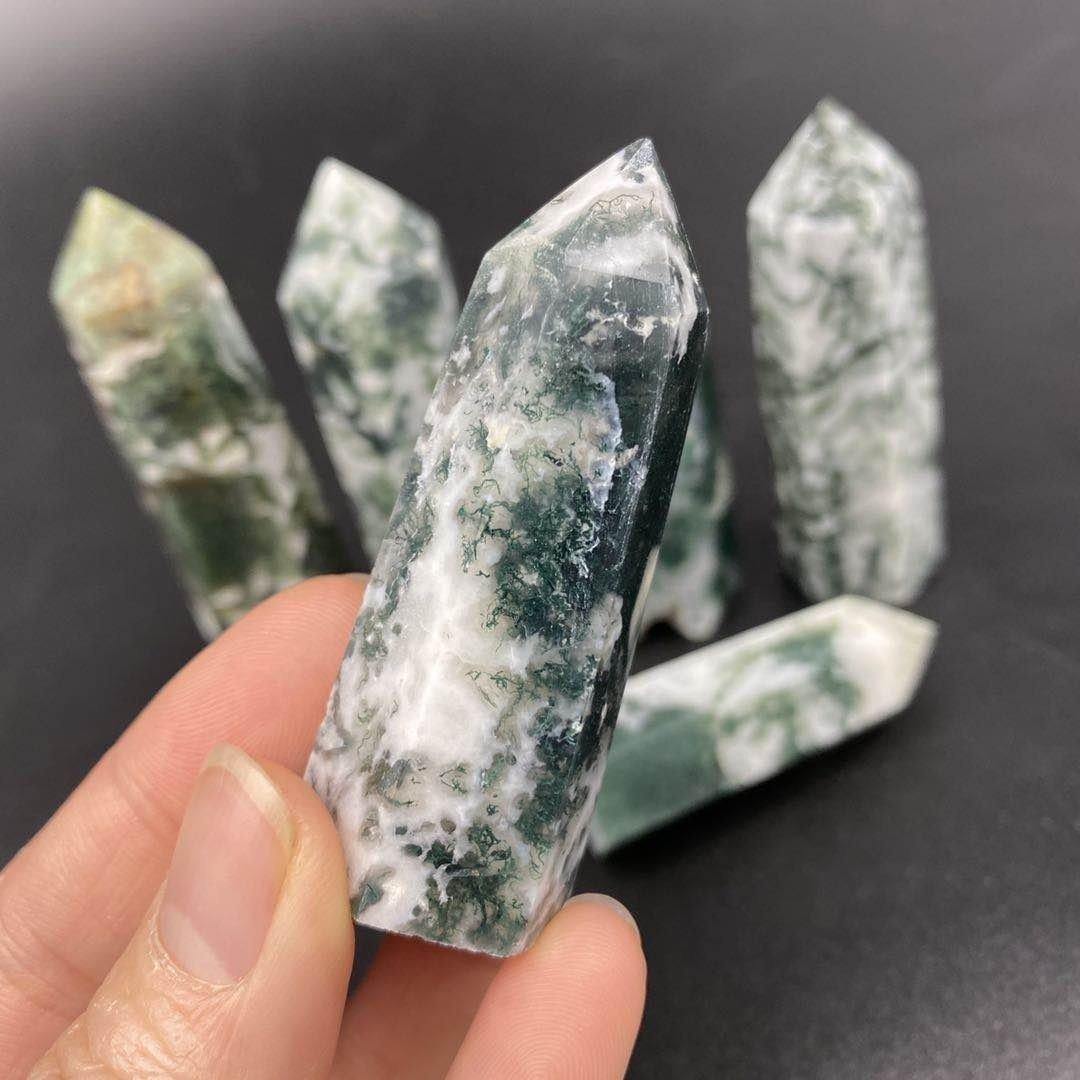 High Quality Green Moss Agate Tower Points Wholesale - Image 4