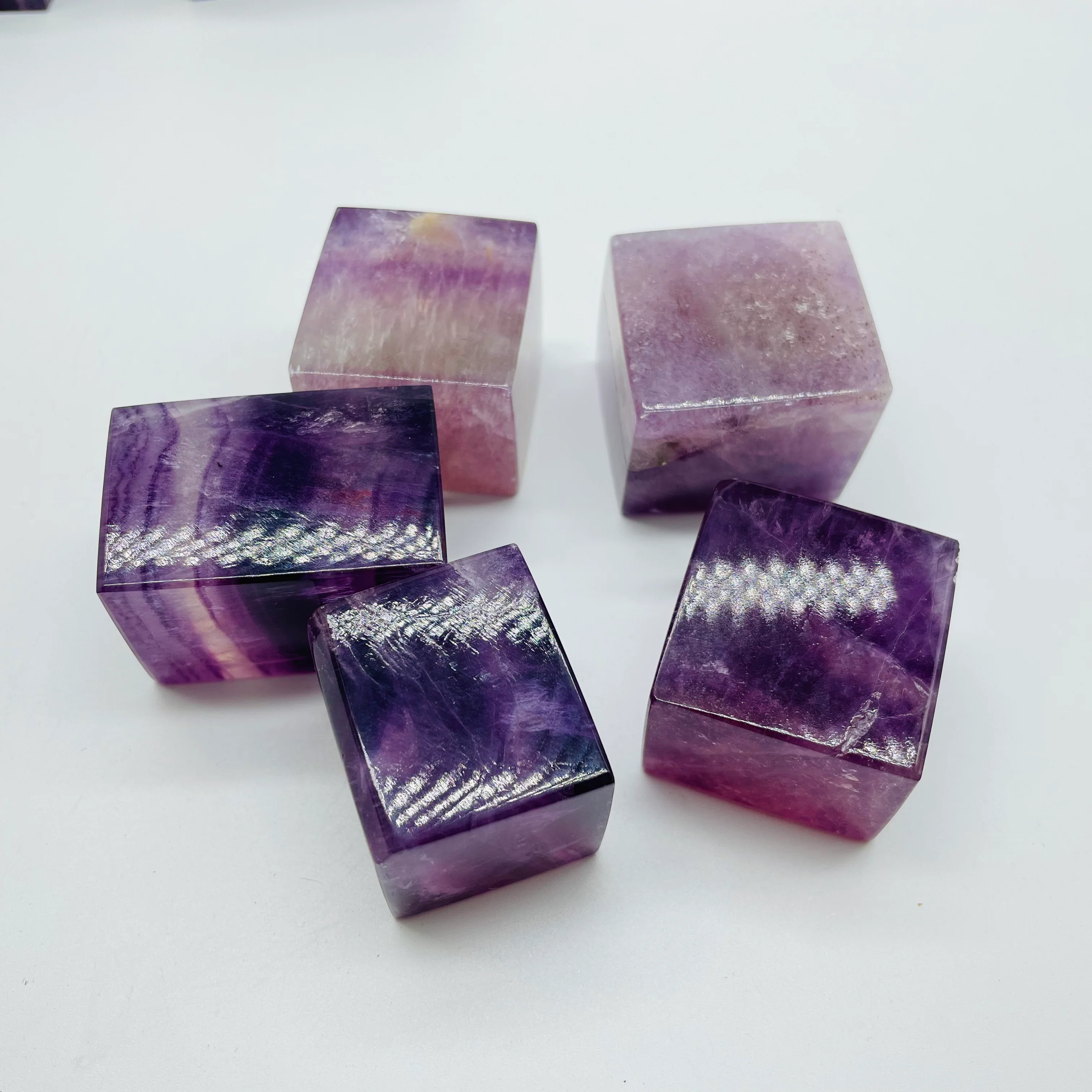 High Quality Purple Rainbow Fluorite Cube Wholesale - Image 3