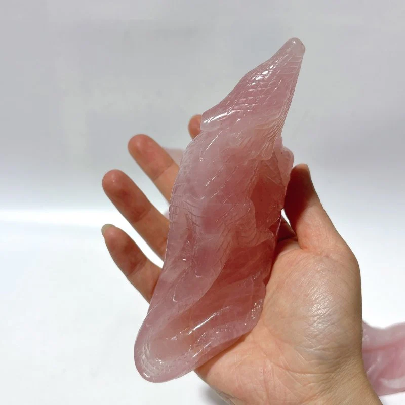 3 Pieces High Quality Rose Quartz Lizard Carving - Image 3