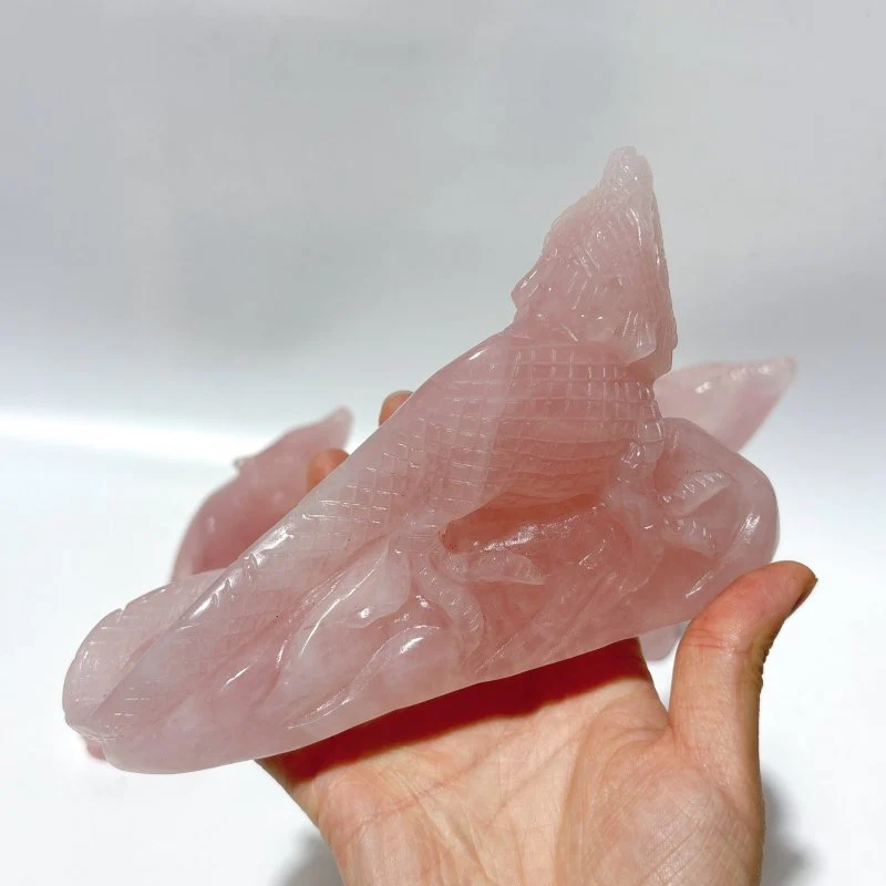 3 Pieces High Quality Rose Quartz Lizard Carving - Image 8