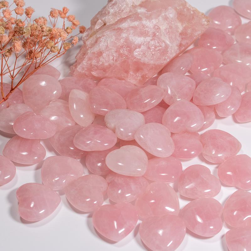 Madagascar Rose Quartz Deep Pink Heart 1in (25mm) Wholesale - Image 3