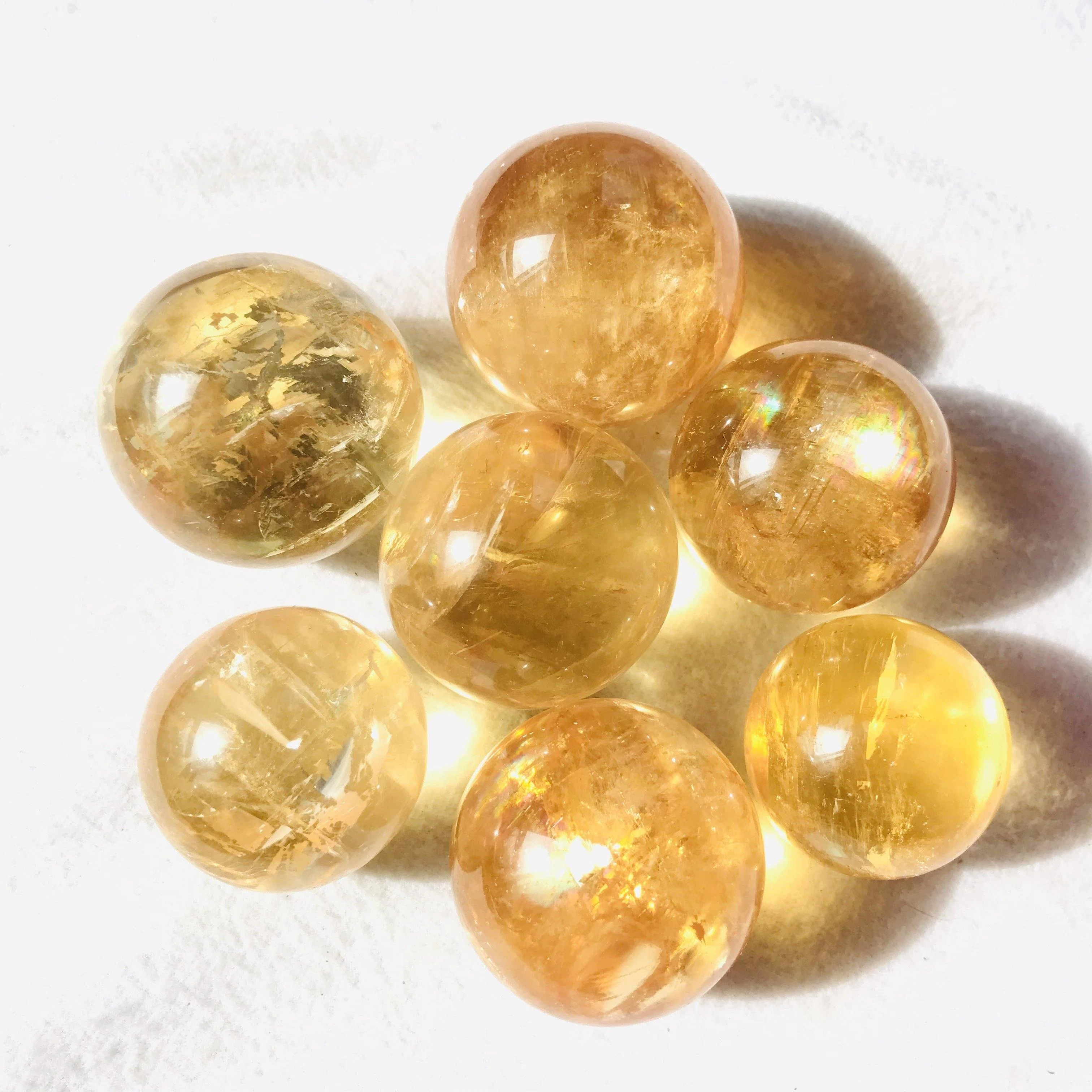 Yellow Calcite Honey Calcite Rainbow Spheres - Image 3