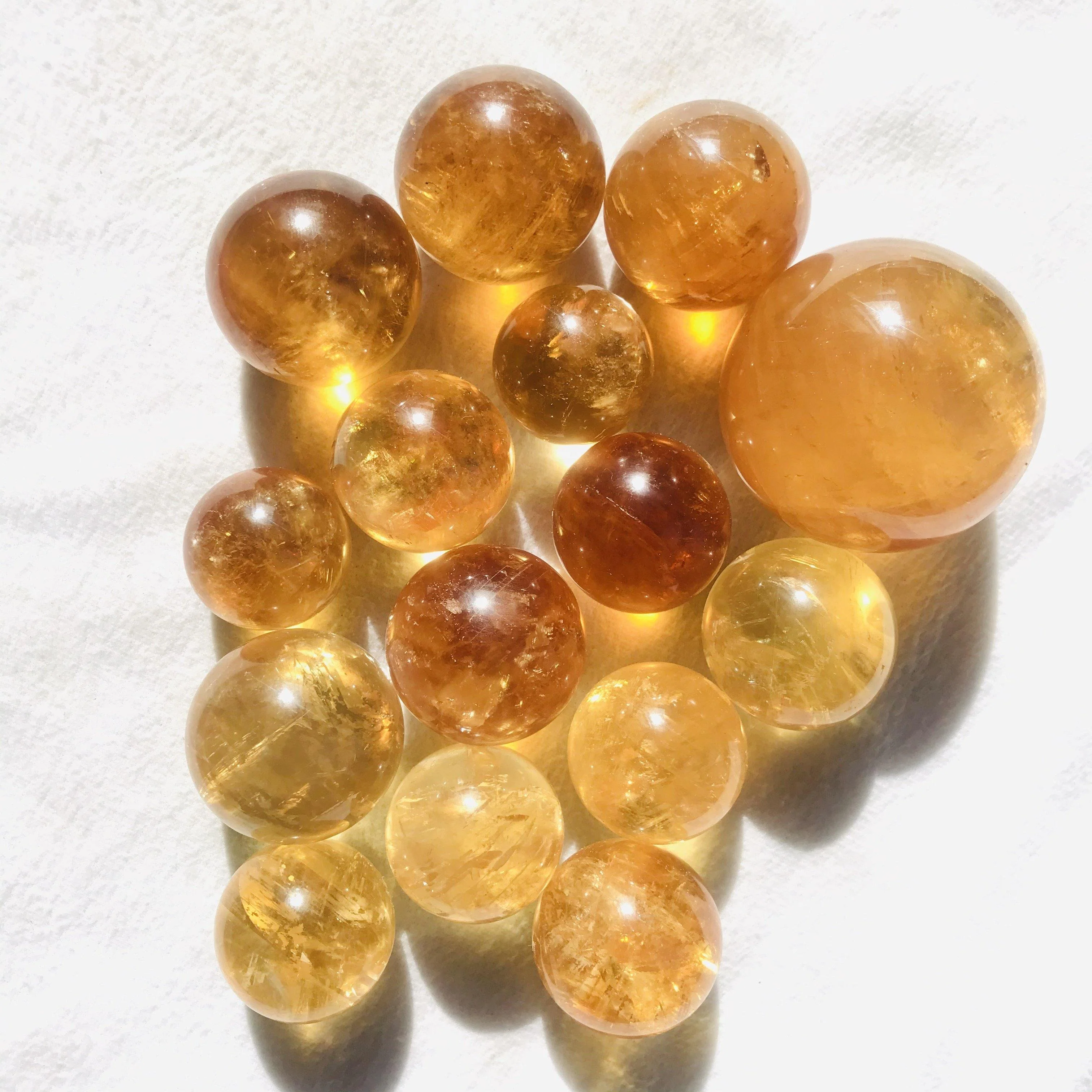 Yellow Calcite Honey Calcite Rainbow Spheres - Image 4