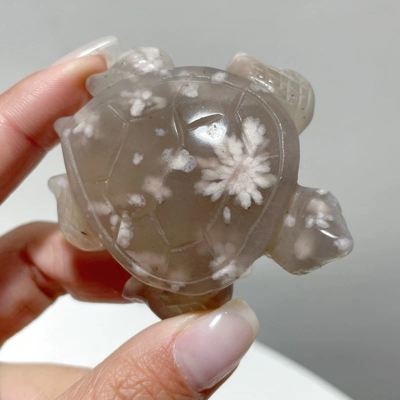 26 Pieces High Quality Sakura Flower Agate Sea Turtle Carving - Image 3