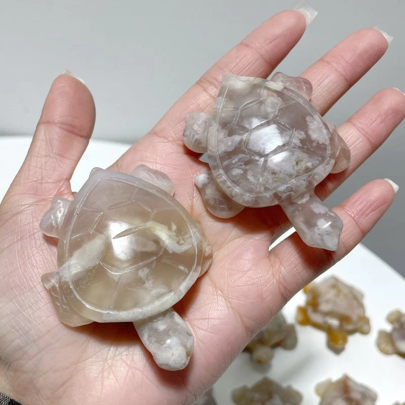 26 Pieces High Quality Sakura Flower Agate Sea Turtle Carving - Image 4