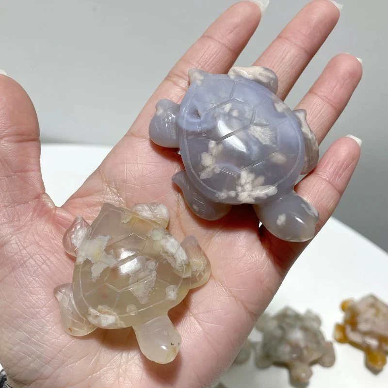 26 Pieces High Quality Sakura Flower Agate Sea Turtle Carving - Image 6