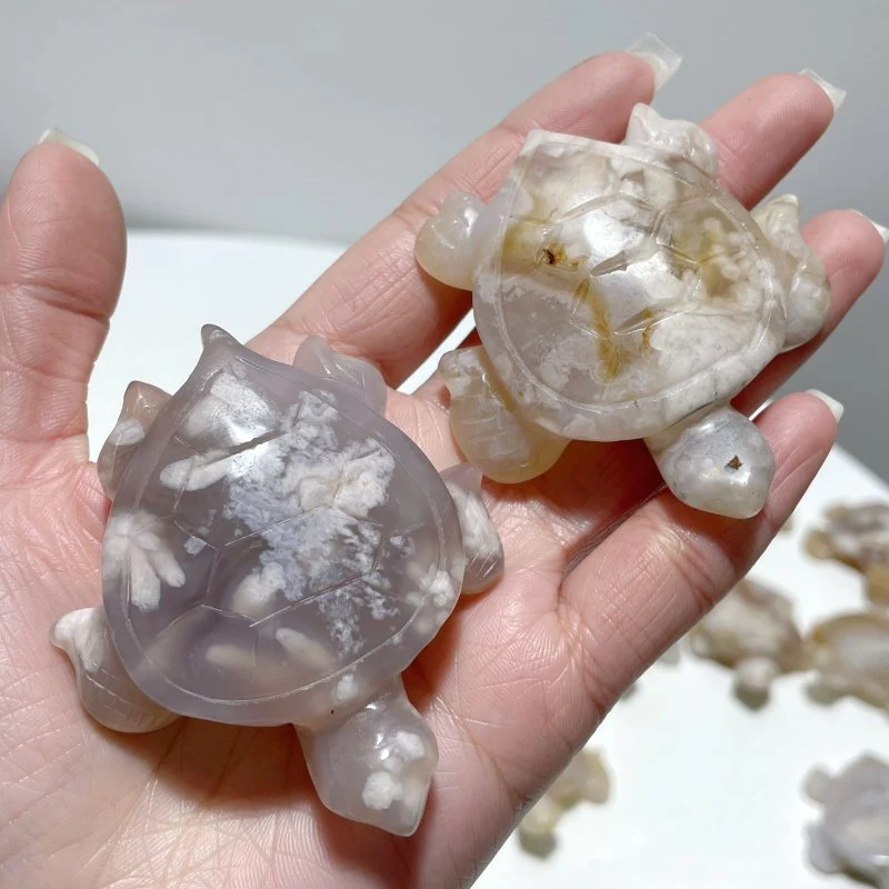 26 Pieces High Quality Sakura Flower Agate Sea Turtle Carving - Image 7