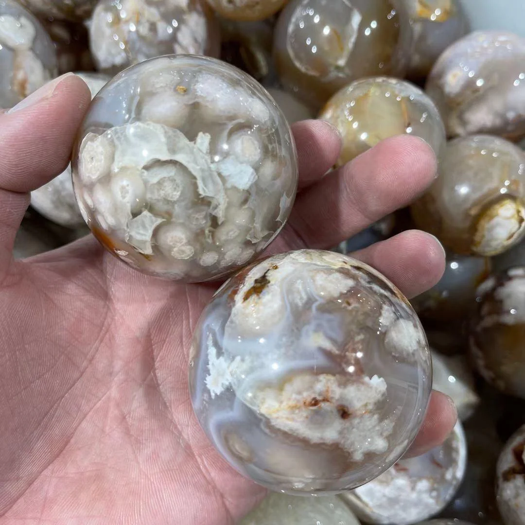 Sakura Flower Agate Ball Spheres Wholesale Cherry Blossoms Agate - Image 3