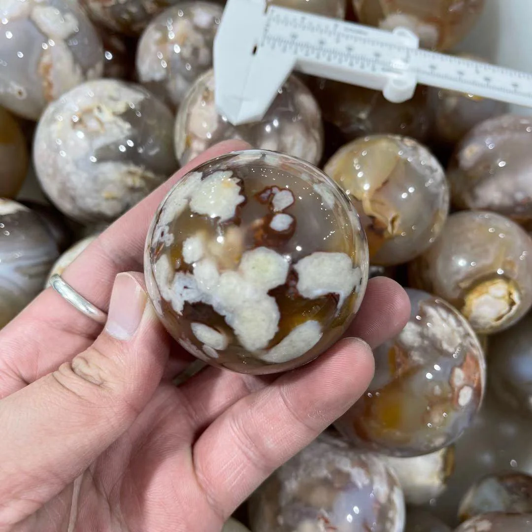 Sakura Flower Agate Ball Spheres Wholesale Cherry Blossoms Agate - Image 4