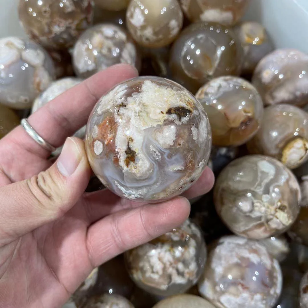 Sakura Flower Agate Ball Spheres Wholesale Cherry Blossoms Agate - Image 5